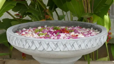 Semarang - Schale mit geometrischem Motiv,  Ø 50 cm | Steinguss 